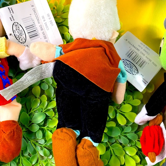 DISNEY EXCLUSIVE NWT VTG 90s PINOCCHIO GEPPETTO JIMINY CRICKET BEAN BAG PLUSH - Picture 14 of 15